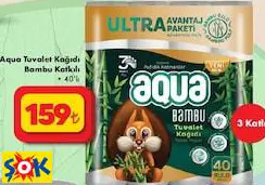 AQUA TUVALET KAĞIDI BAMBU KATKILI • 40’LI AQUA TUVALET KAĞIDI BAMBU KATKILI • 40’LI